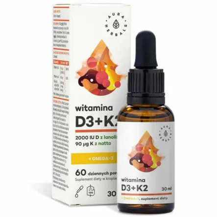 Witamina D3+ K2+ Omega-3 30 ml - Aura Herbals