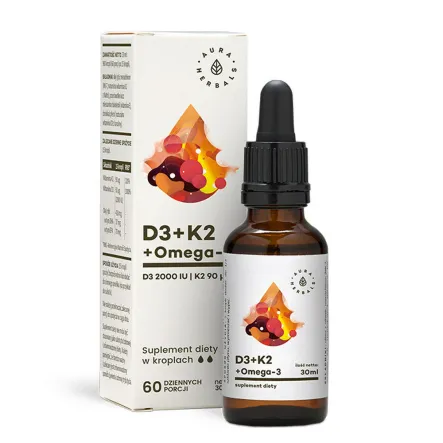 Witamina D3 + K2 + Omega3 - 30 ml Aura Herbals