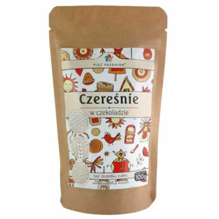 Czereśnie Suszone w Czekoladzie z Erytrytolem Bez Dodatku Cukru 100 g - Pięć Przemian