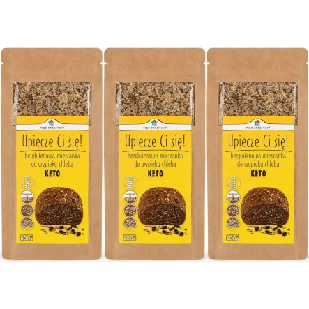3 x  Mieszanka Chleba Bezglutenowego KETO 500 g - Pięć Przemian