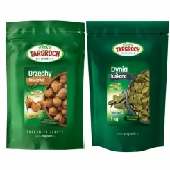 Orzechy Laskowe Łuszczone 1 kg Targroch  + Pestki Dyni bez Łupiny Doypack 1 kg - Targroch