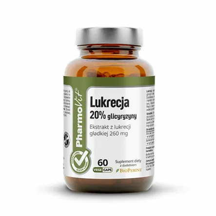 Lukrecja 20% Glicyryzyny 60 Kapsułek Clean Label - Pharmovit - Przecena Krótka Data Minimalnej Trwałości