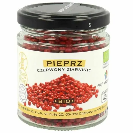 Pieprz Czerwony Ziarnisty Bezglutenowy Bio 45 g - Pięć Przemian