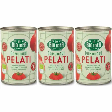 3 x Pomidory Pelati Bez Skóry w Puszce Bio 400 g (240 g)  - La Bio Idea