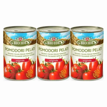 3 x Pomidory Pelati Bez Skóry w Puszce Bio 400 g (240 g)  - La Bio Idea