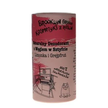 Naturalny Dezodorant w Sztyftcie z Węglem - Limonka i Grejpfrut 60 g - Brooklyn Groove