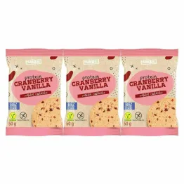 3 x Ciastko Proteinowe Żurawina i Wanilia Bez Dodatku Cukru Bezglutenowe 50 g - Frank&Oli