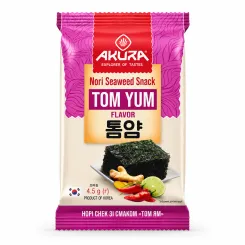 Chrupiąca Przekąska Nori o Smaku Tom Yum 4,5 g AKURA (Chipsy z Prażonych Wodorostów Nori)