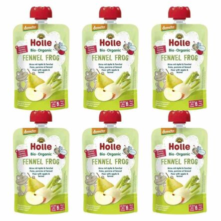 6 x Mus Owocowy Koperkowa Żabka (Gruszka, Jabłko, Koper Włoski) Bez Dodatku Cukru Bio Demeter 100 g - Holle