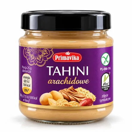 Tahini Arachidowe Pasta Sezamowa z Orzeszkami Ziemnymi 185 g - Primavika