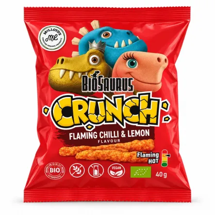 Chrupki Kukurydziane Crunch Chilli z Cytryną Bezglutenowe BIO 40 g - McLloyd's Biosaurus