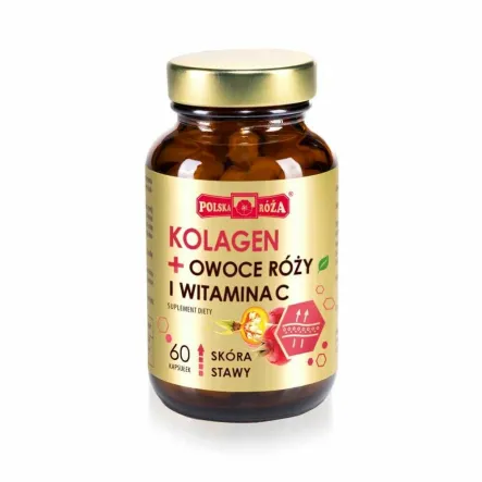 Kolagen + Owoce Róży i Witamina C 60 Kapsułek - Polska Róża
