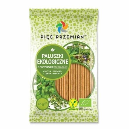 Paluszki z Przyprawami Pełnoziarniste BIO 45 g -- Pięć Przemian (data 26.03.2025)