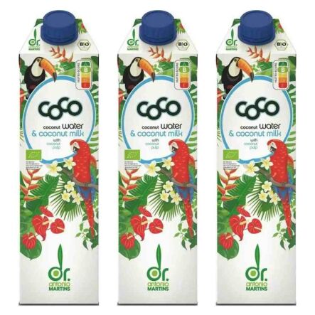 3 x Coconut Milk - Napój Kokosowy Do Picia Bio 1 l - Coco