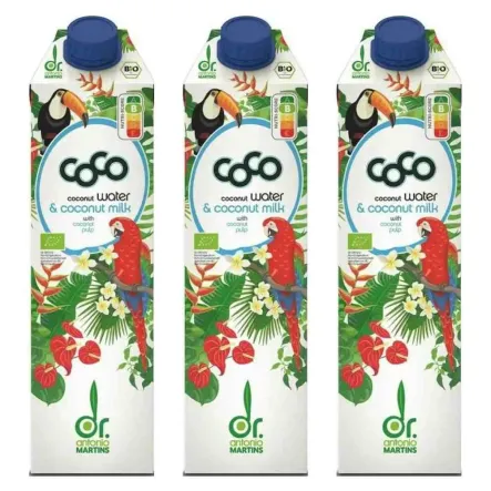 3 x Coconut Milk - Napój Kokosowy Do Picia Bio 1 l - Coco