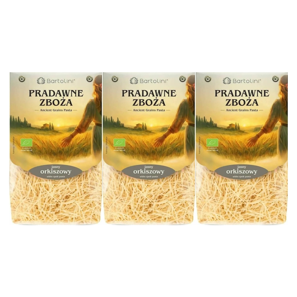 3 x Makaron Jasny Orkiszowy Nitka EKO 250 g - Bartolini Pradawne Zboża