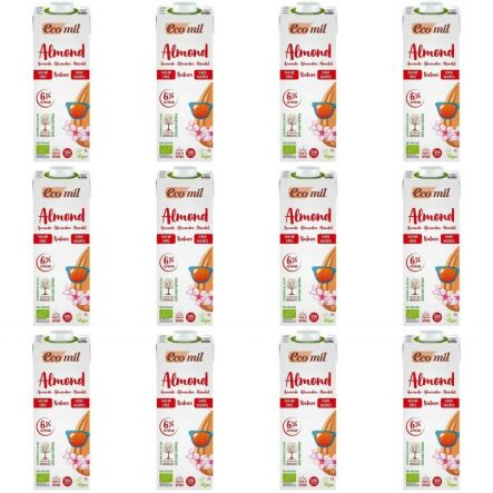 12 x Napój Migdałowy Bezglutenowy Niesłodzony Bio 1 l UHT - Ecomil