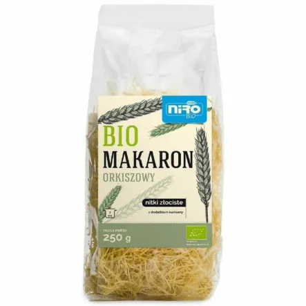 Makaron Orkiszowy Nitki Złociste z Dodatkiem Kurkumy Bio 250 g - Niro
