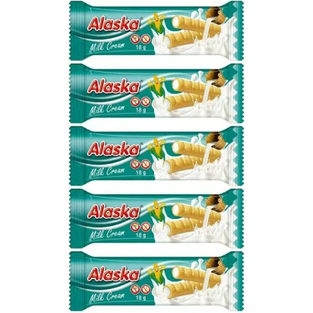 5 x Rurki Kukurydziane z Kremem Mlecznym Bezglutenowe 18 g - Alaska