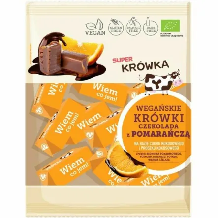 Krówki Wegańskie Czekolada z Pomarańczą BIO 150 g - Super Krówka