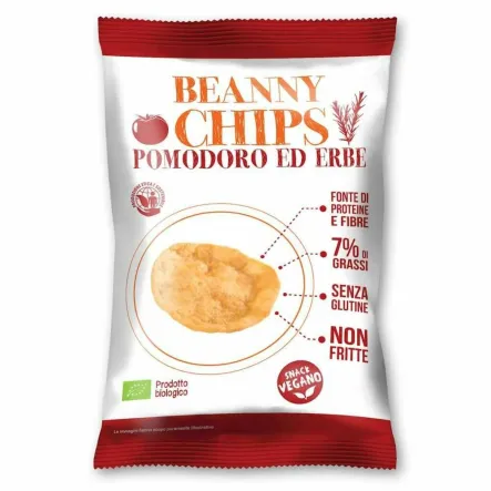 Chipsy z Soczewicy i Ziemniaków o Smaku Pomidorowo - Ziołowym Bezglutenowe BIO 40 g - Beanny Chips