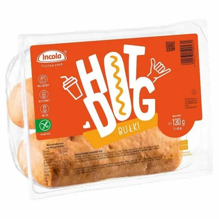 Bułki do Hot-Dogów Bezglutenowe 130 g (2 x 65 g) - Incola