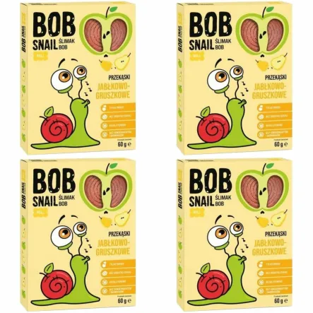 4 x Przekąska Jabłkowo-Gruszkowa Bez Dodatku Cukru 60 g - Bob Snail
