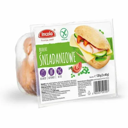 Bułki Śniadaniowe Bezglutenowe 120 g (3 Sztuki) - Incola (data: 10.05.2025)