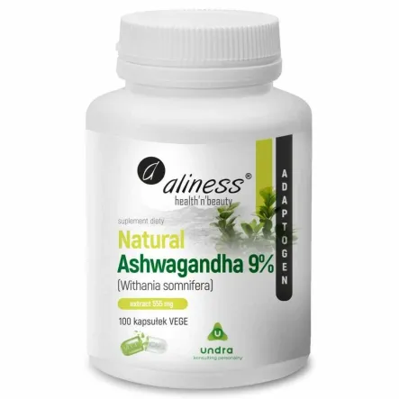 Natural Ashwaganda 9% 100 Kapsułek Vege - Aliness