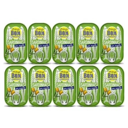 10 x Sardynki Portugalskie w Oliwie z Oliwek 120 g (84 g) - Bom Petisco