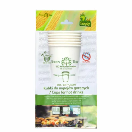 Kubki Do Gorących Napojów (Kompostowalne) 6 Sztuk - Froggy