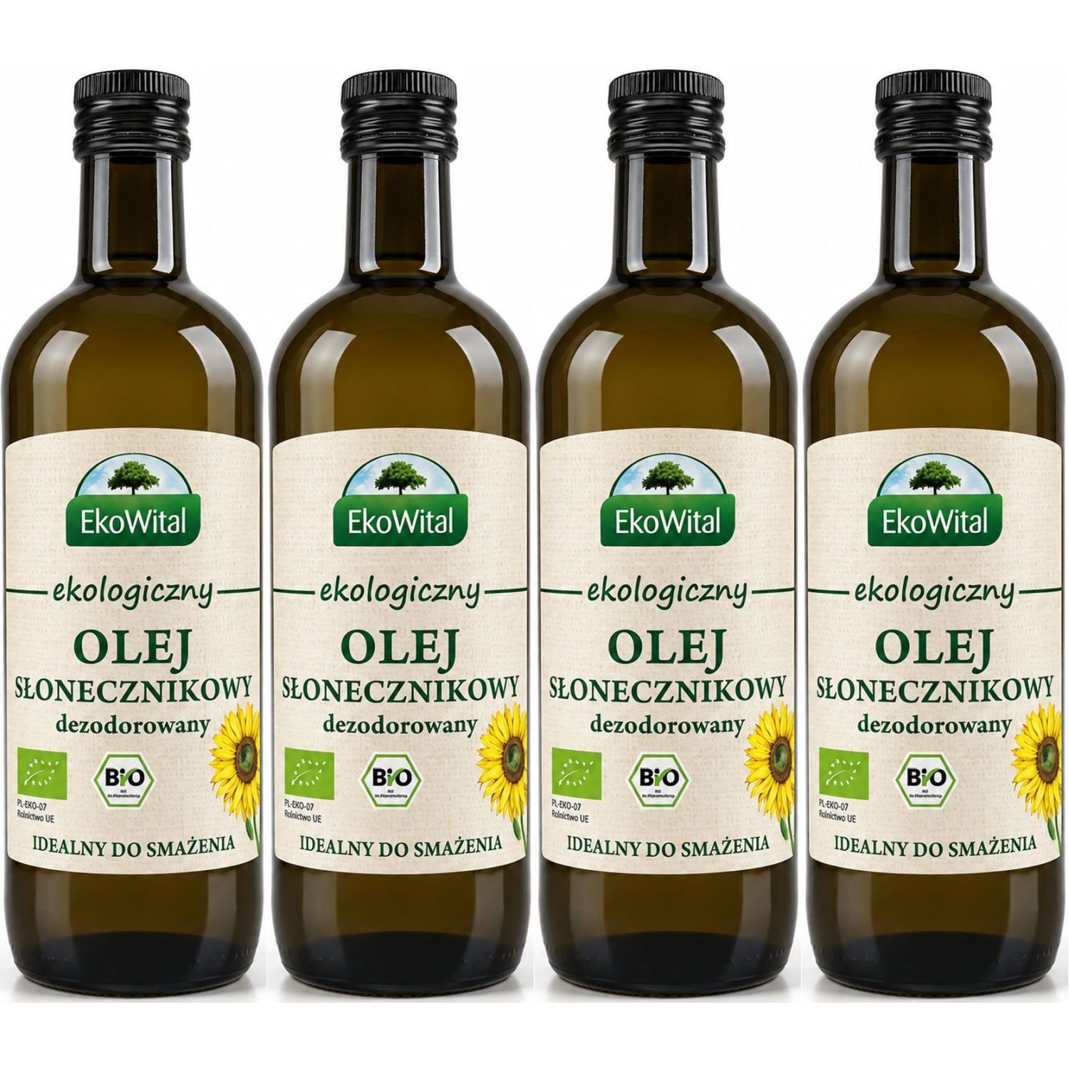 4 x Olej Słonecznikowy do Smażenia BIO 1 l - EkoWital