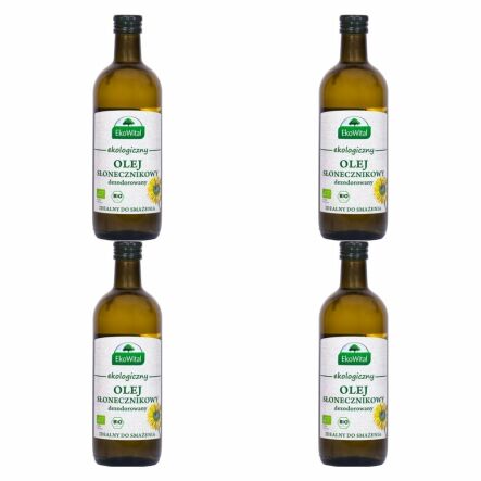 4 x Olej Słonecznikowy do Smażenia BIO 1 l - EkoWital