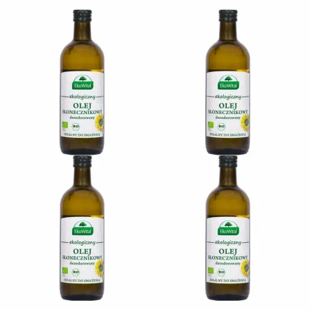 4 x Olej Słonecznikowy do Smażenia BIO 1 l - EkoWital