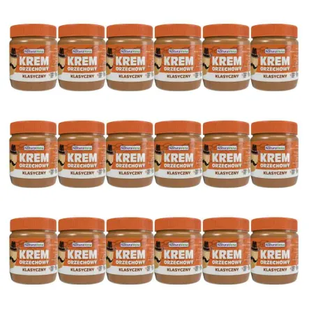 18 x Krem Orzechowy Klasyczny 100% Bez Dodatku Soli i Cukru 340 g - NaturAvena