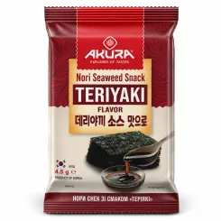 Chrupiąca Przekąska z Wodorostów Nori o Smaku Teriyaki 4,5 g Akura - Chipsy Nori o smaku Sosu Sojowego