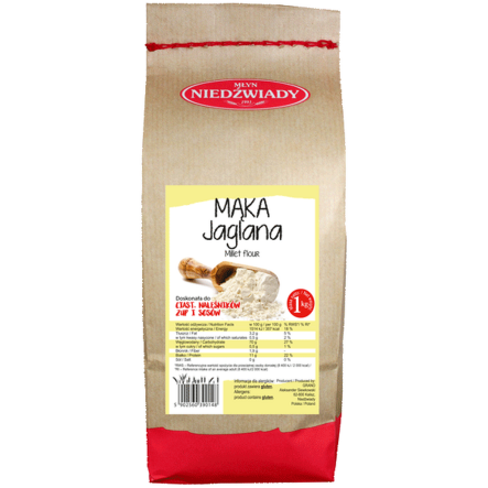 Mąka Jaglana 1 kg Młyn Niedźwiady - Przecena Krótka Data Minimalnej Trwałości