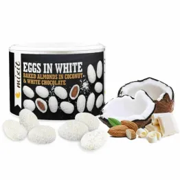 Kokosowe Jajeczka Eggs in White - Prażone Migdały w Białej Czekoladzie z Kokosem 240 g - Mixit