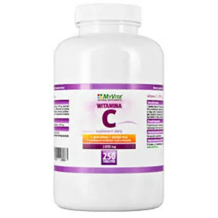 Witamina C Bioflawonoidy Cytrusowe Róża 250 Tabletek 1000 mg MyVita