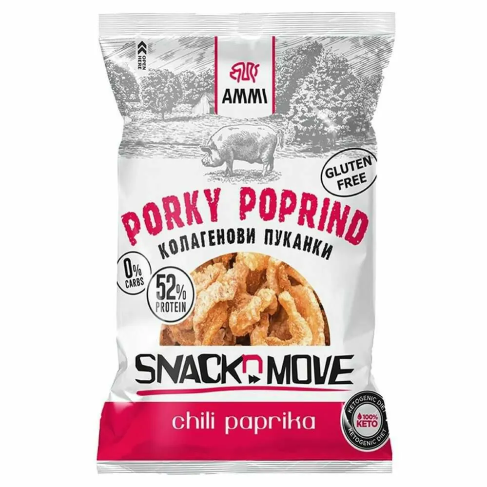 Prażynki Wieprzowe Keto - Papryczka Chili 30 g - AMMI