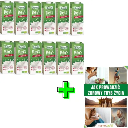 Zestaw 12 x Napój Ryżowy Bezglutenowy Bio 1L- UHT Natumi+ ePoradnik: Jak Prowadzić Zdrowy Tryb Życia