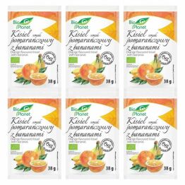 6 x Kisiel o Smaku Pomarańczowym z Liofilizowanymi Bananami Bez Dodatku Cukru Bio 38 g - Bio Planet