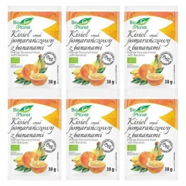6 x Kisiel o Smaku Pomarańczowym z Liofilizowanymi Bananami Bez Dodatku Cukru Bio 38 g - Bio Planet