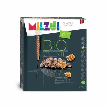 Płatki Żytnio Owsiane z Miodem Bio 300 g Milzu - Przecena Krótka Data Minimalnej Trwałości