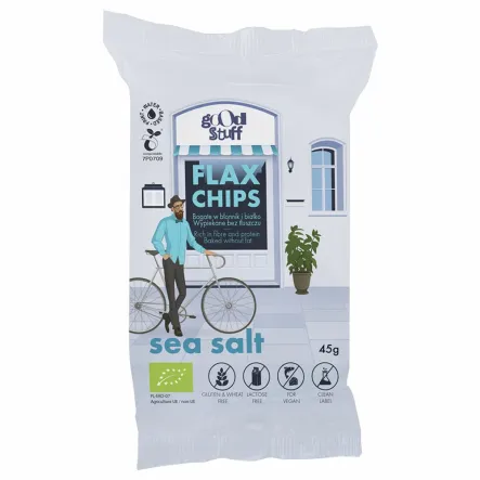Chipsy Lniane z Solą Morską Pieczone Bezglutenowe Bio 45 g - Good Stuff