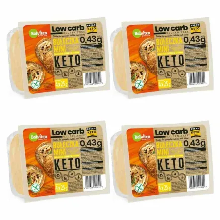 4 x KETO Mini Bułeczki z Sezamem LOW CARB Bezglutenowe  100 g (4x 25 g) - Balviten
