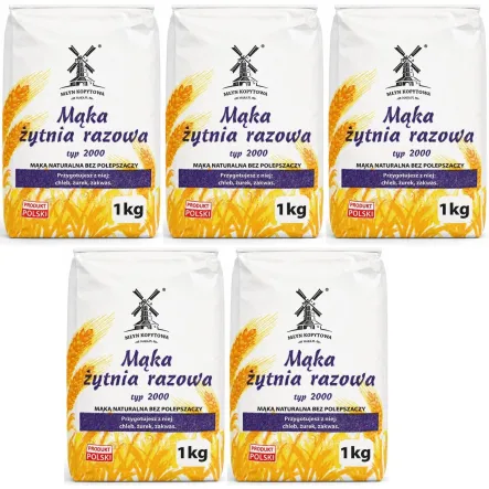 5 x Mąka Żytnia Razowa Typ 2000 1 kg - Młyn Kopytowa