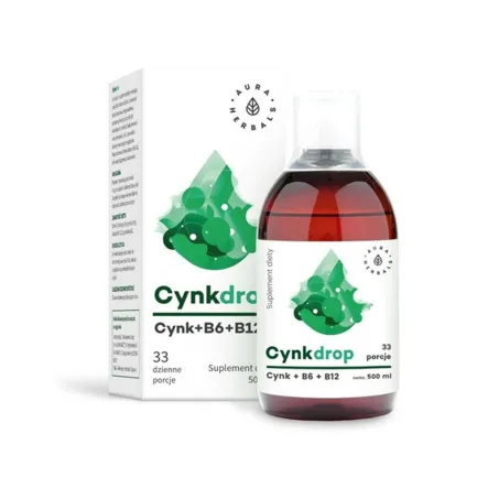 Cynkdrop Cynk+ B6 +B12 - w Płynie 500 ml -  Aura Herbals