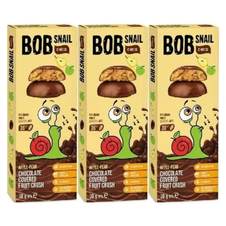3 x Przekąska Jabłko i Gruszka w Mlecznej Belgijskiej Czekoladzie 30 g - Bob Snail