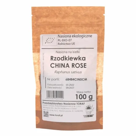 BIO Nasiona na Kiełki Rzodkiewka CHINA ROSE 100 g - Toraf